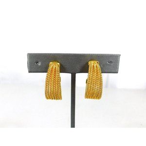7 Row Hoop Gold Tone Rope Style Push Back Pierced Earrings Womens Jewelry